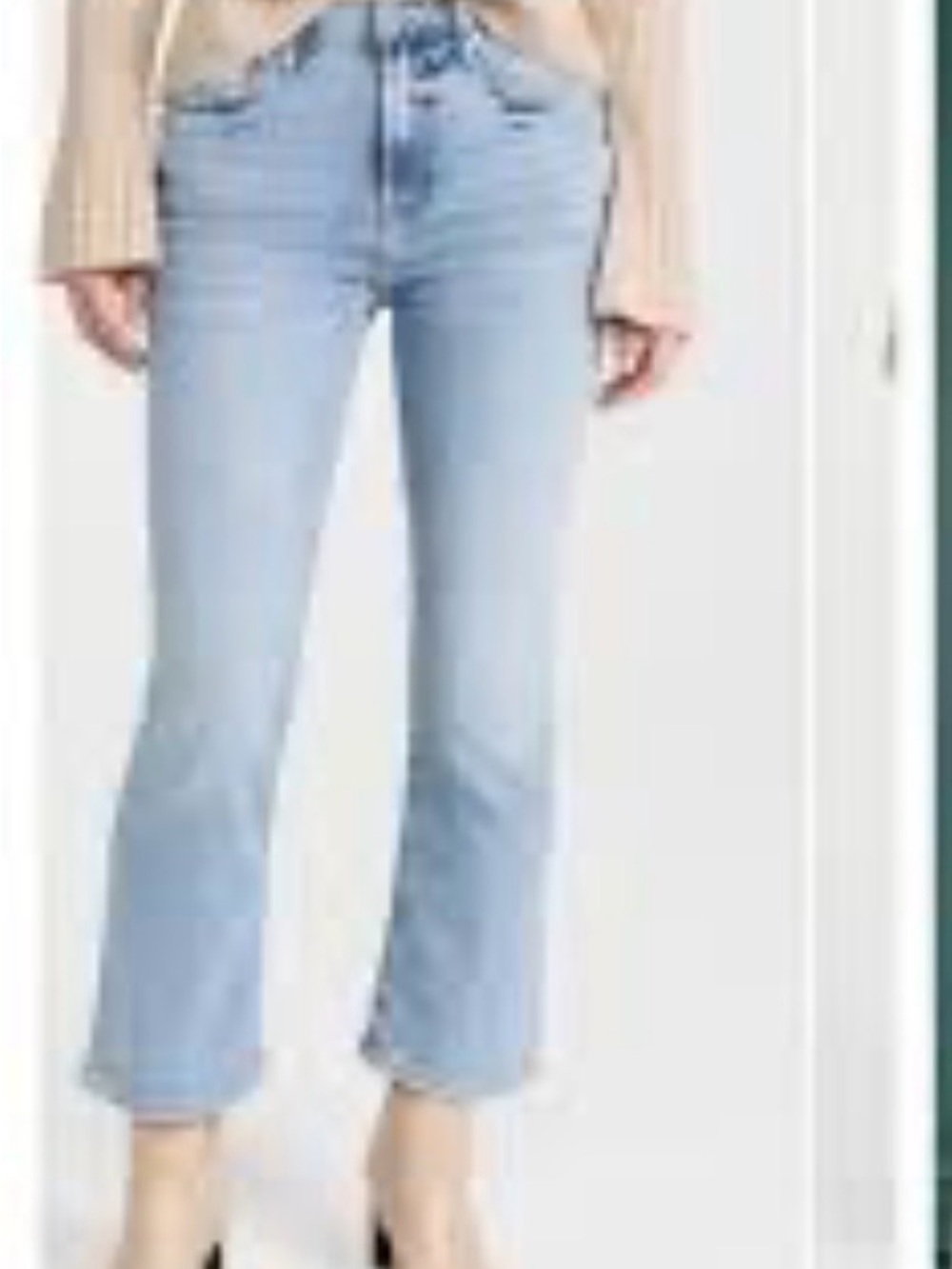 7 for all mankind high waist slim kick crop light blue jeans 28